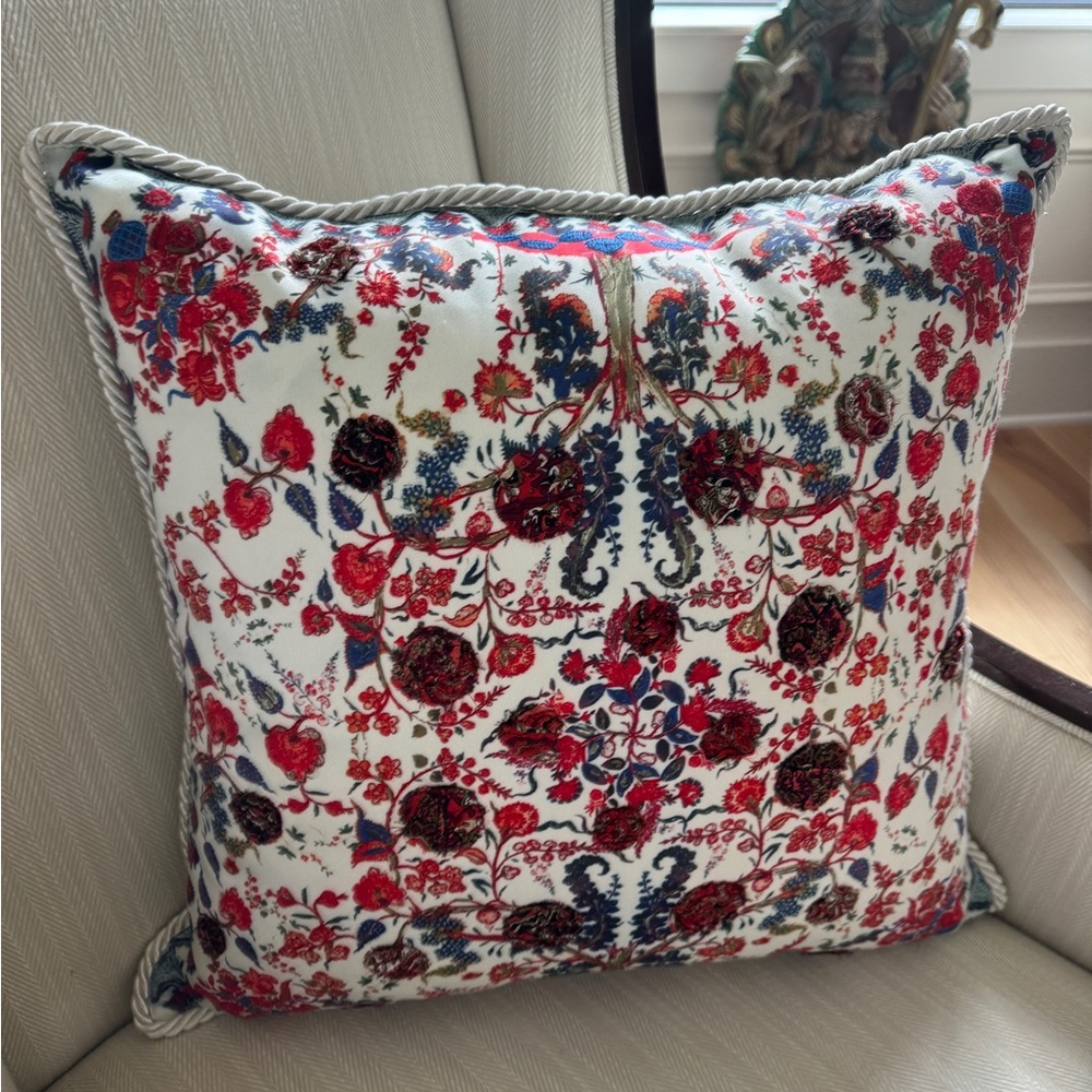 Tree of Life Hand Embroidered Silk Pillows from India Set of 2